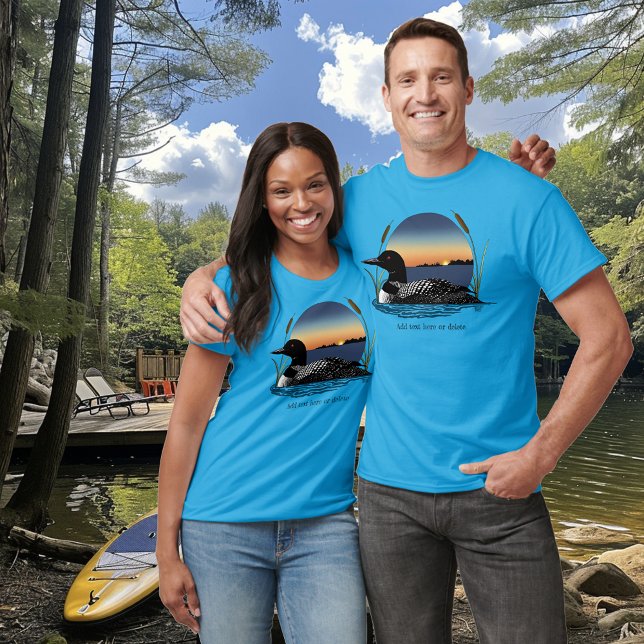 Lugn Storlom Solnedgång Blå Vilda Natur Sjö T Shirt (Skapare uppladdad)
