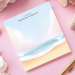 Lugn strand Moln Hav Himmel Personligt namn Anteckningsblock<br><div class="desc">Hitta din frid med denna lugnande, personliga anteckningsbok. Designen fångar en lugn strandscen med fokus på den vidsträckta himlen och mjuka, pastellfärgade moln ovanför mjuka havsvågor och sand. Den övergripande effekten är lugn och stämningsfull. Anpassa denna anteckningsbok med din egen text för en unik touch. Perfekt för journalföring, reflektioner eller...</div>
