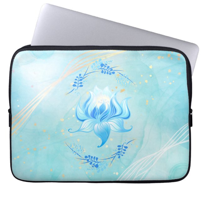 Lugn Teal Lotus – Strålande Botanisk Blomning Laptop Fodral (Framsidan)
