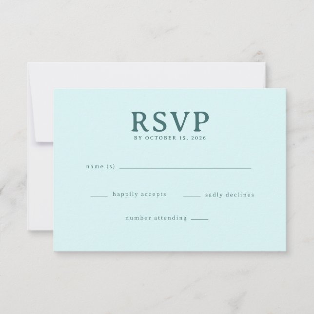 Lugn Teal Minimalist RSVP OSA Kort (Framsida)