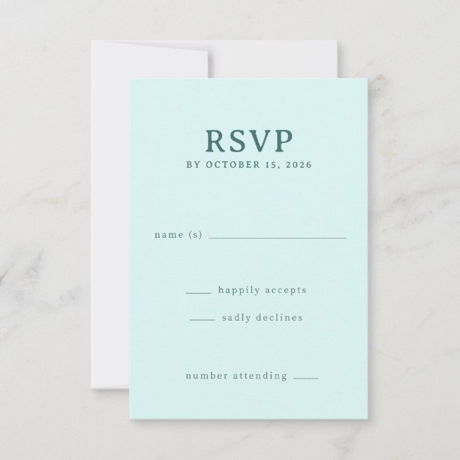 Lugn Teal Minimalist RSVP OSA Kort (Framsida)