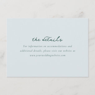 Lugn Teal Minimalistisk Bröllopsdetaljkort Tilläggskort