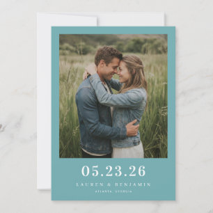 Lugn Teal Minimalistisk Foto Spara Datumet