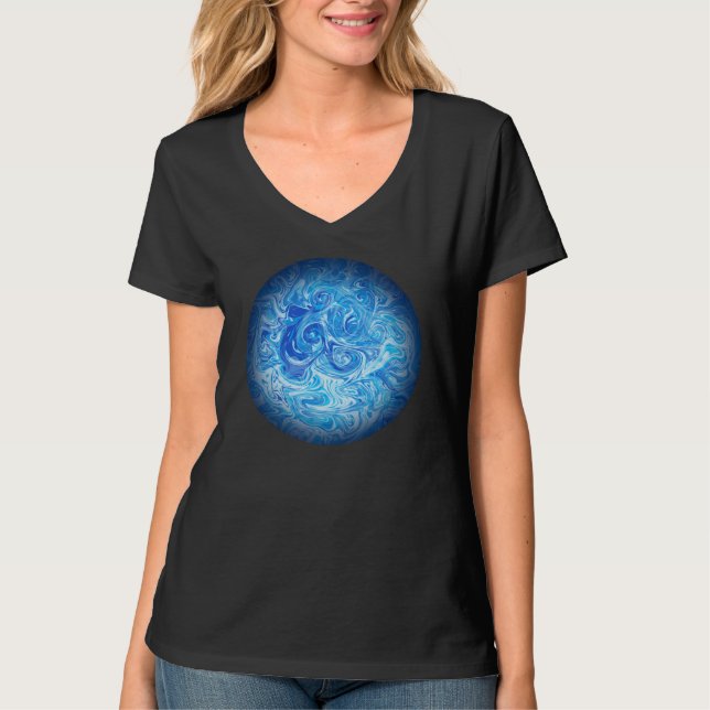 Lugn Tidvatten Vätskekonst T-Shirt (Framsida)
