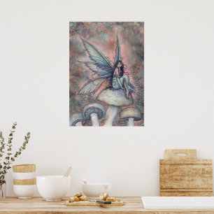 Lugn Trädgårdsälva Fantasi Vattenfärgskonst Poster