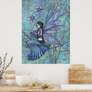 Lugn Trädgårdsjätte Fantasi Vattenfärgskonst Poster