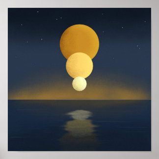 Lugn trippelmåne-reflektion poster