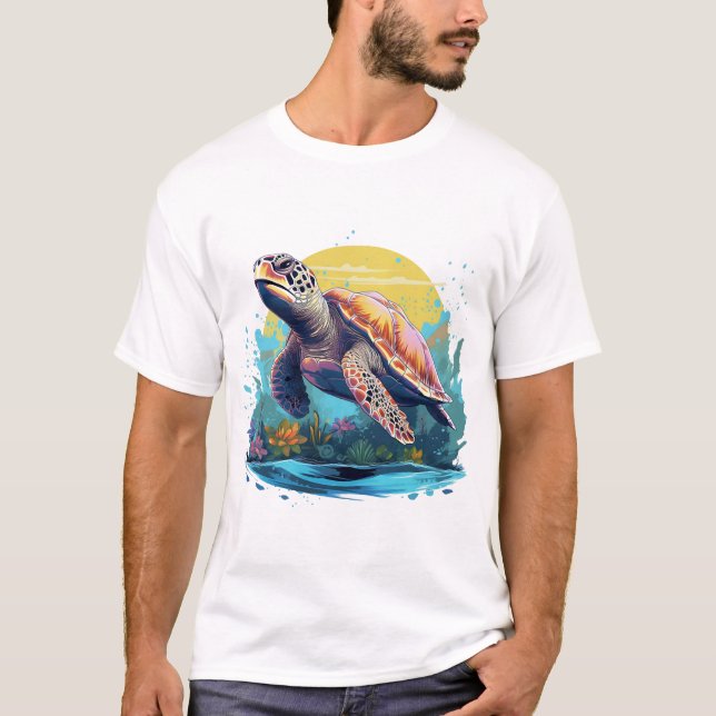 Lugn Undervattenssköldpadda T Shirt (Framsida)