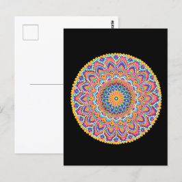 Lugn Vacker Färgrik Blommig Mandala Vykort