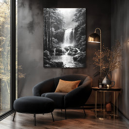 Lugn vattenfall i skog - Kolkonst Poster