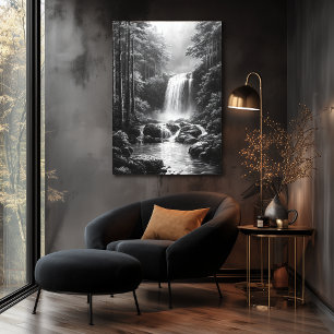 Lugn vattenfall i skog - Kolkonst Poster