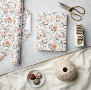 Lugn vattenfärg blommor med persikoton presentpapper