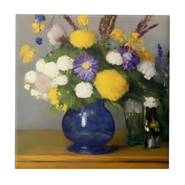 Lugn Vattenfärg Botaniskt konst Kakelplatta (Framsidan)