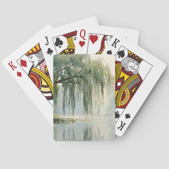 Lugn vide träd reflektion natur konst (9) casinokort (Baksidan)