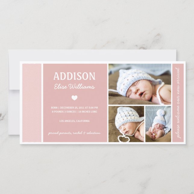 LUGN VINKARARE | FLICKA FÖDELSEMEDDELANDE MEDDELANDE (Framsida)