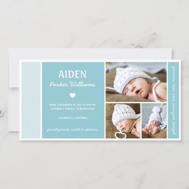 LUGN VINKARARE | POJKE FÖDELSEMEDDELANDE MEDDELANDE (Framsida)