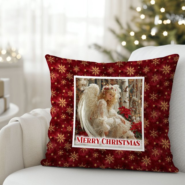 Lugn Vintage Ängel Mjuk Julkudde Present Kudde (Serene Vintage Angel Soft Christmas Pillow Gift)
