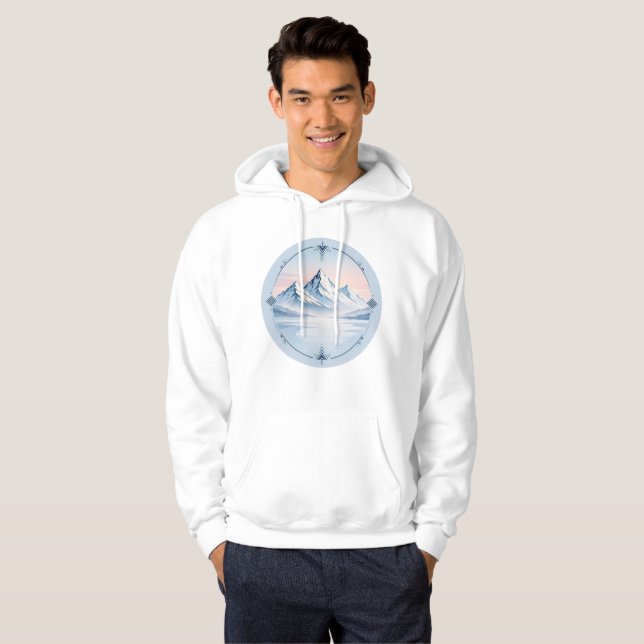Lugn vinterberg geometrisk design hoodie (Hel framsida)