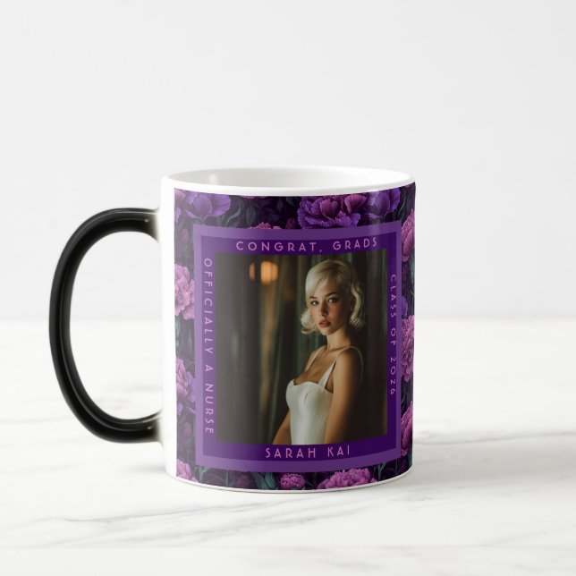 Lugn Violett Nejlikblomma Examen Magisk Mugg (Vänster)