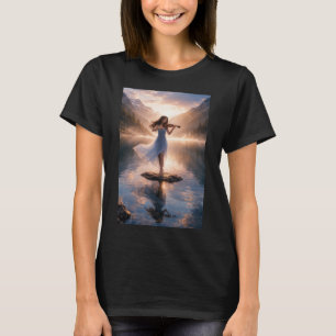 Lugn violinsmelodi – Solnedgång vid bergssjö T Shirt