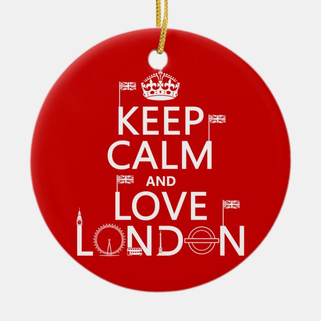 Lugna behålla och kärlek London Julgransprydnad Keramik (Framsidan)