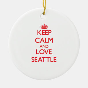 Lugna behålla och kärlek Seattle Julgransprydnad Keramik