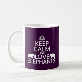Lugna behålla och kärlekelefanter (några färg) kaffemugg