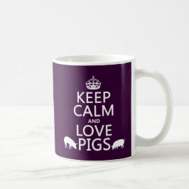 Lugna behålla och kärlekgrisar (allt färgar), kaffemugg