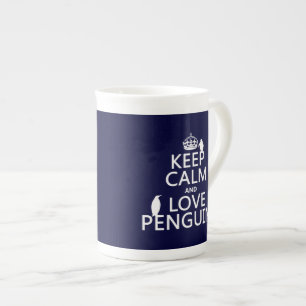 Lugna behålla och kärlekpingvin (några färg) benporslin mugg