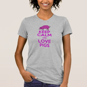Lugna behålla och kärlekrosagrisar tee shirt