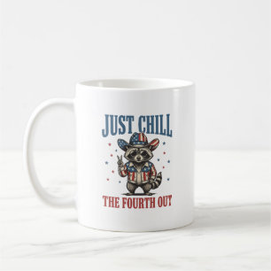 Lugna ner den fjärde patriotiska tvättbjörn skjort kaffemugg