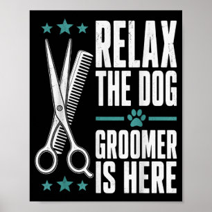 Lugna ner, hundfrisören är här sällskapsdjur salon poster