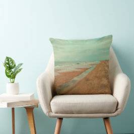 Lugnande Blå Minimalistisk Ocean Strand Tidvatten Kudde