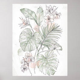 Lugnande Blommig & Blad Vägkonst – Gåva för Nytt H Poster