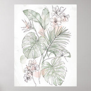 Lugnande Blommig & Blad Vägkonst – Gåva för Nytt H Poster