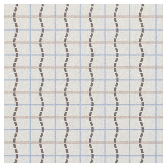 Lugnande geometrisk mosaik - blå taupe tyg (Närbild)