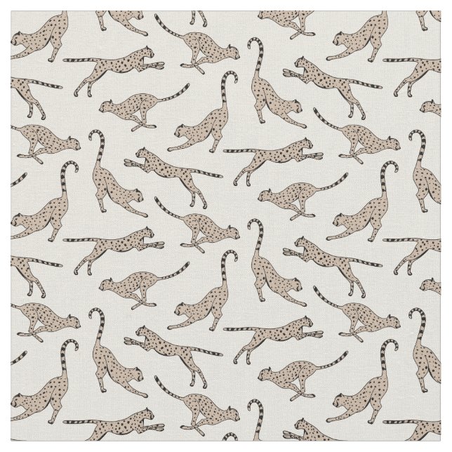 Lugnande gepard leopard neutral varm beige kräm tyg (Närbild)
