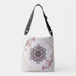 Lugnande harmonisk geometrisk blomster-mandala axelväska