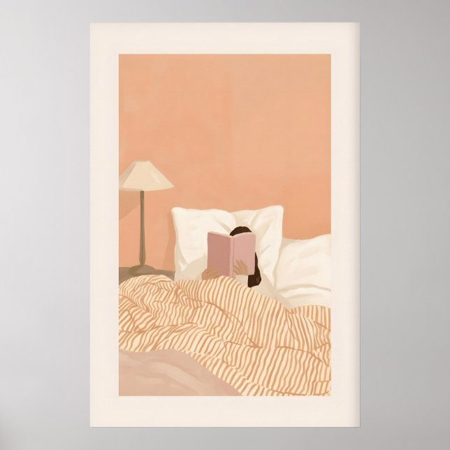 Lugnande kvinna som läser konsttryck - minimalisti poster (Framsidan)