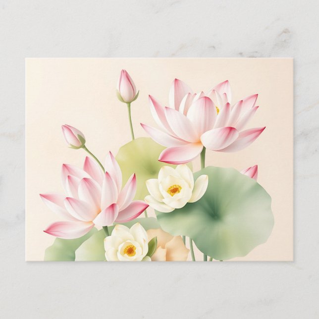 Lugnande Lotusblommor i Vattenfärg Vykort (Framsida)