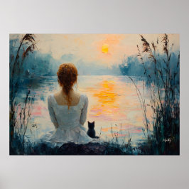Lugnande ögonblick: Naturinspirerad abstrakt oljes Poster
