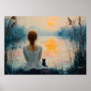 Lugnande ögonblick: Naturinspirerad abstrakt oljes Poster