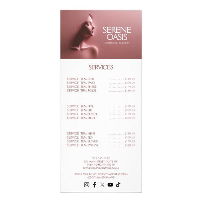 Lugnande Skönhet Hudvård, Massage, Spa Rosa Reklamkort (Framsidan)