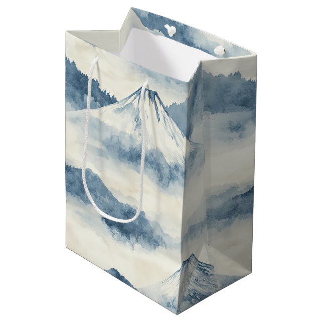 Lugnande snötäckta berg - Blå och vit (Framsidan Vinklad)