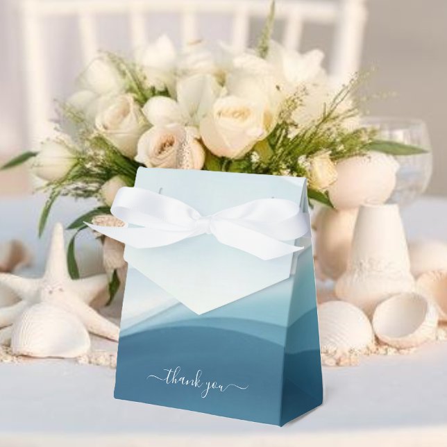 Lugnblå Abstrakt Bröllopspresentlåda Presentaskar (Serene Blue Abstract Wedding Favor Boxes )