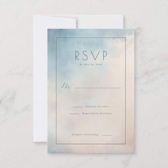 Lugnblå Akvarell RSVP-kort OSA Kort (Framsida)