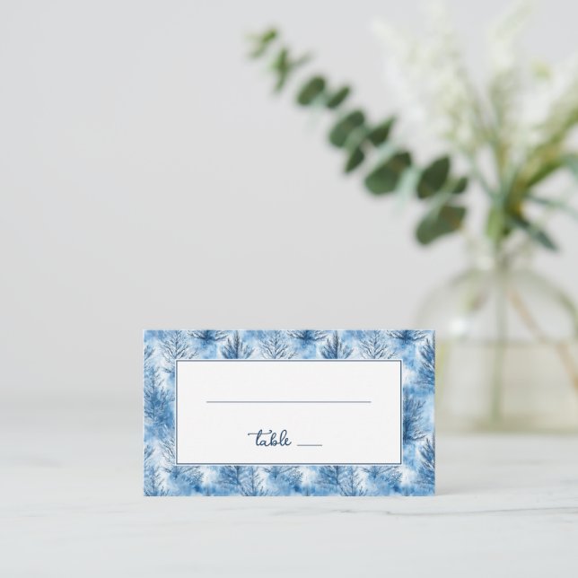Lugnblå akvarelltallträd placeringskort (Stående Fram)