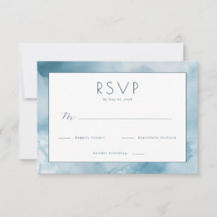 Lugnblått akvarell RSVP OSA Kort