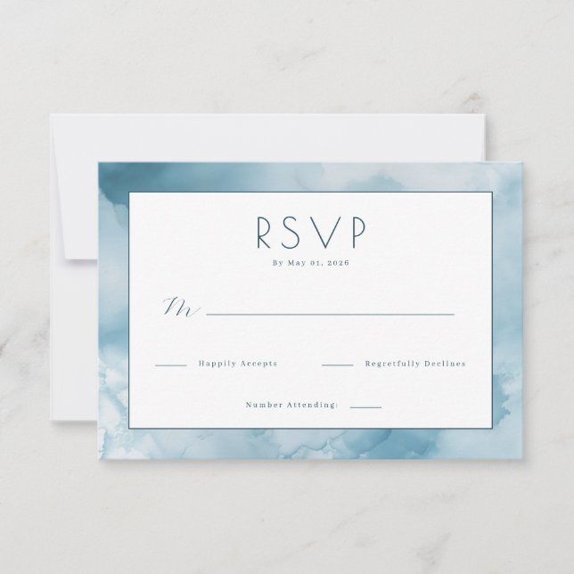 Lugnblått akvarell RSVP OSA Kort (Framsida)