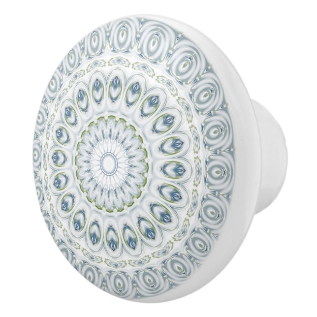 Lugnblått och grönt mandalamönsterdesign knopp (Höger)